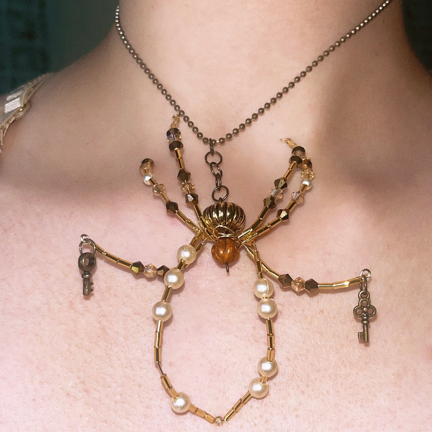 Gold Spider Necklace