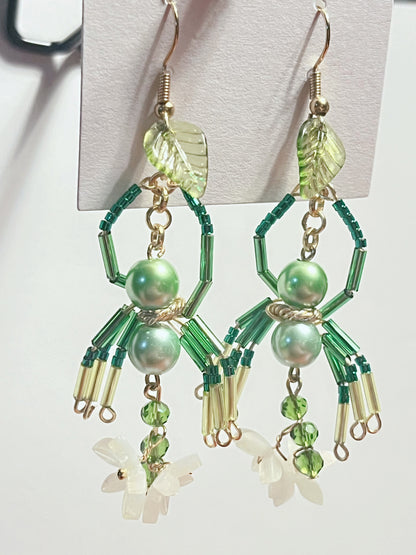 Dewdrop Garden Spider Earrings