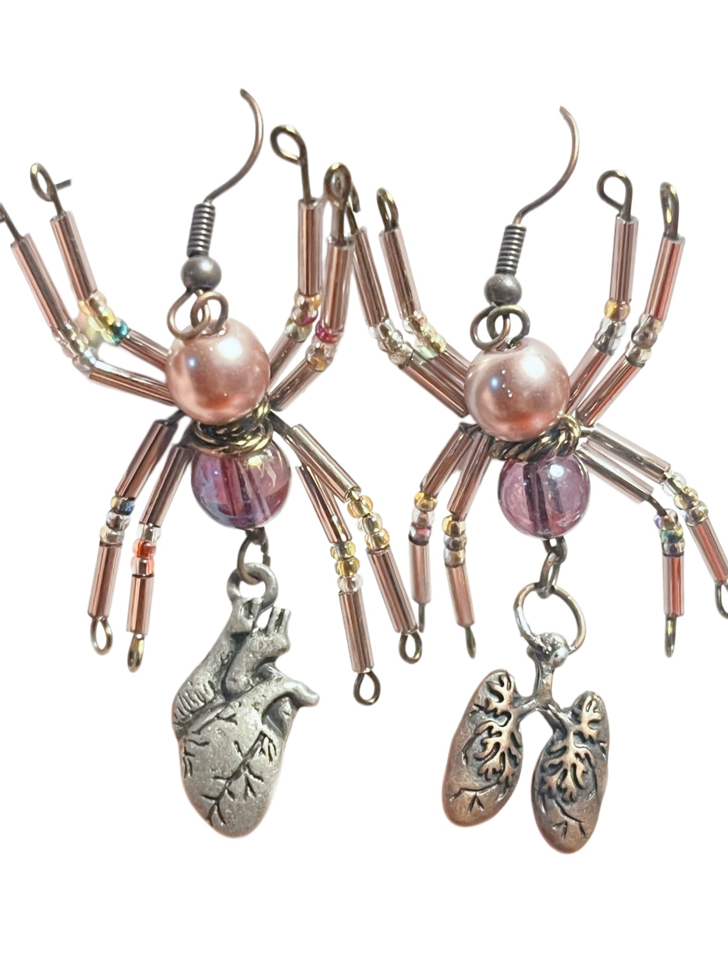Lilac Anatomica Spider Earrings