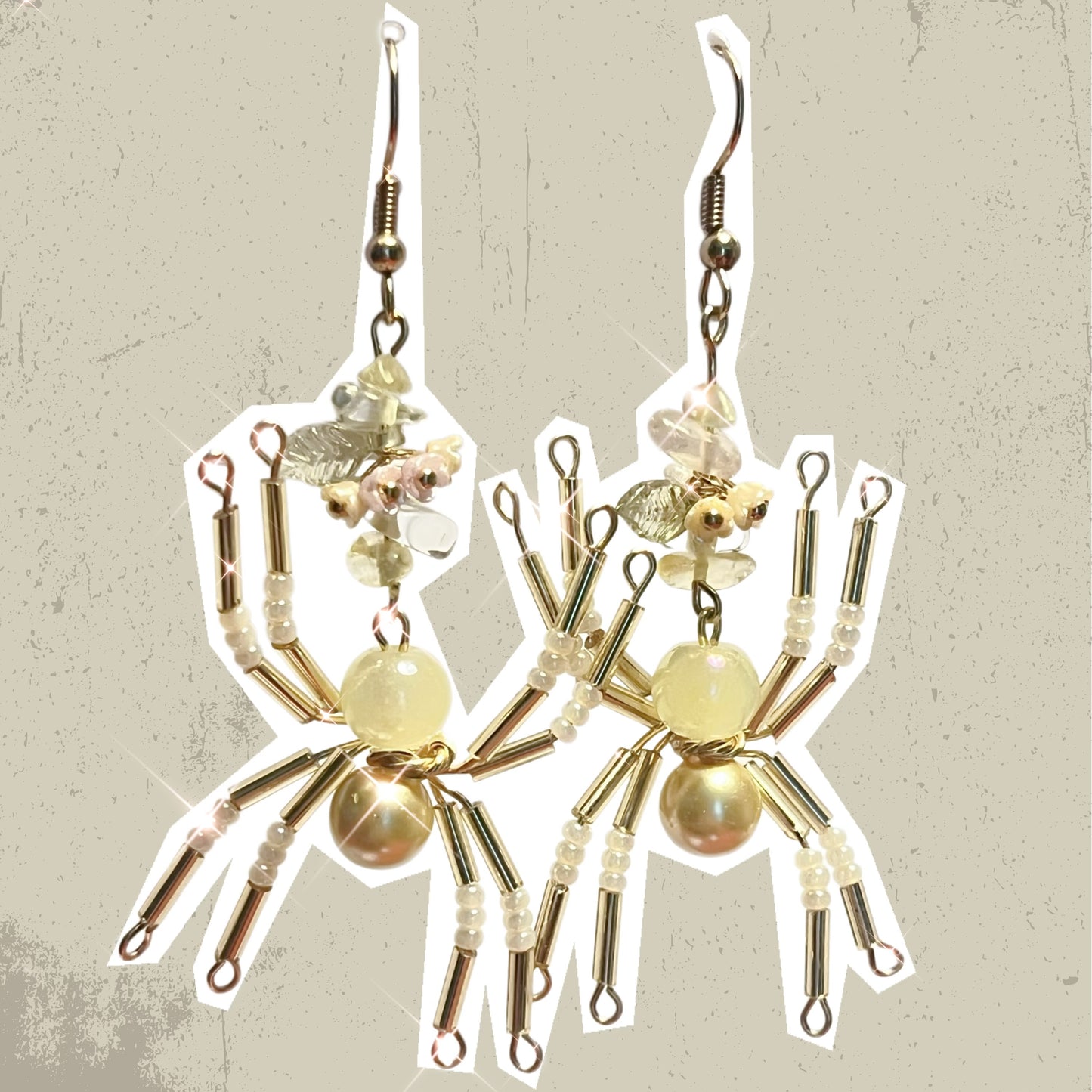 Ivory Petals Spider Earrings