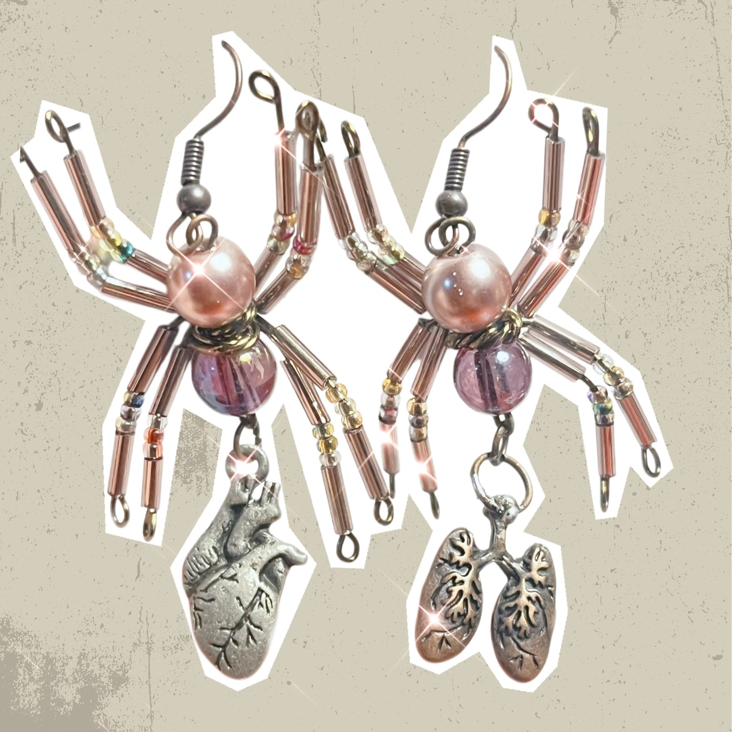 Lilac Anatomica Spider Earrings