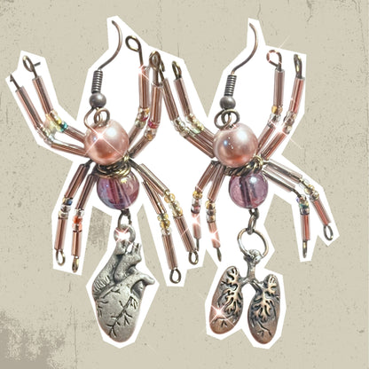 Lilac Anatomica Spider Earrings