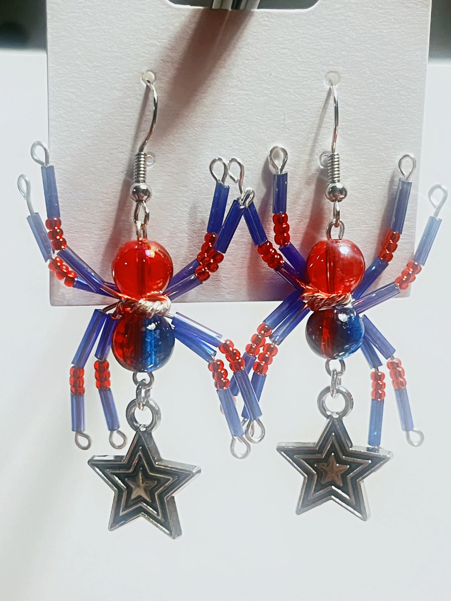 Carmine & Cobalt Spider Earrings