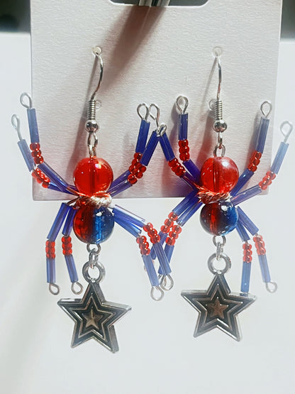 Carmine & Cobalt Spider Earrings