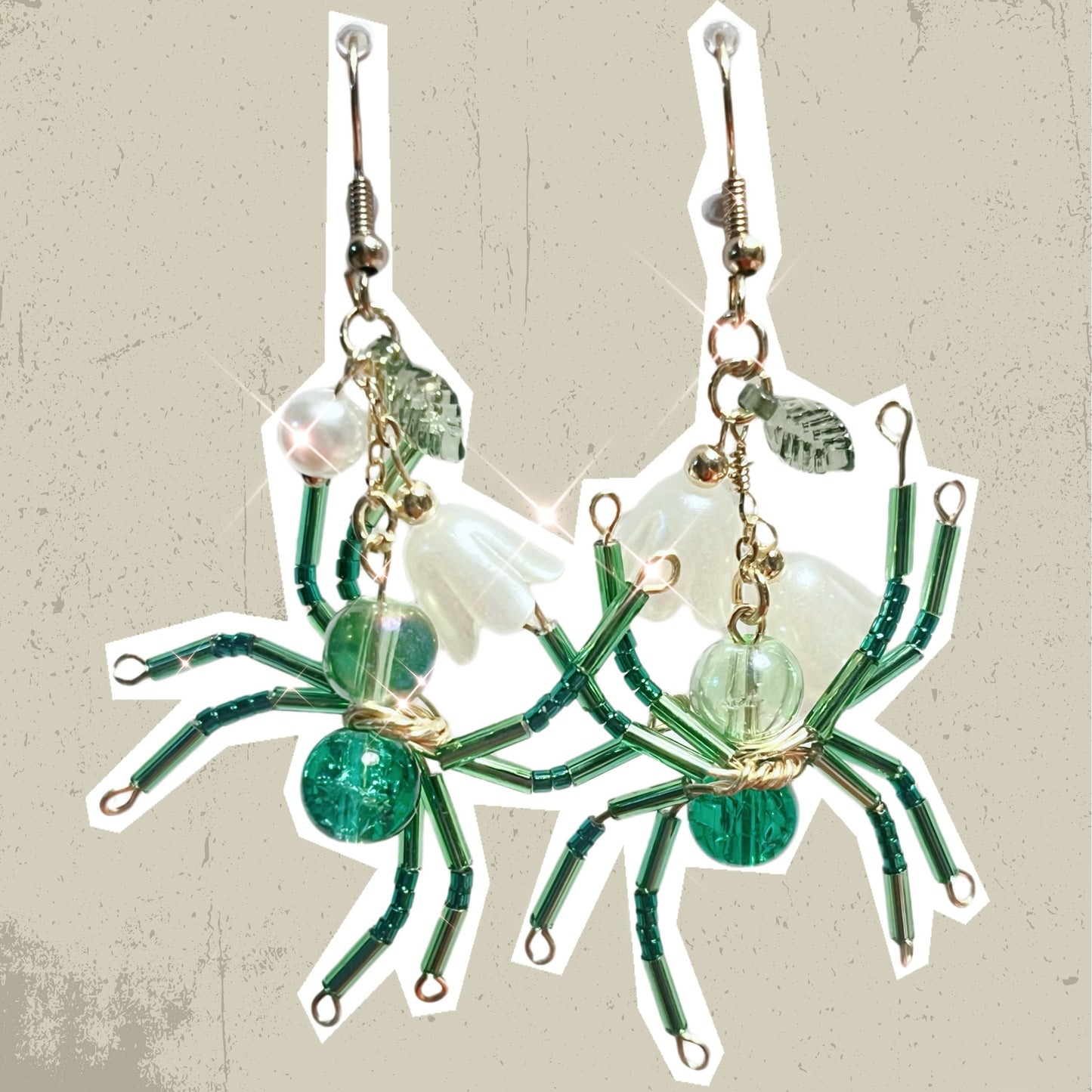 Viridian Bloom Spider Earrings