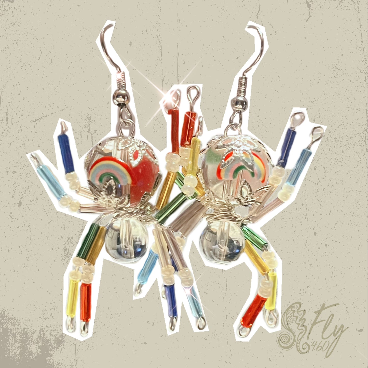 Rainbow Pride Spider Earrings