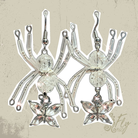 Crystalline Butterfly Spider Earrings
