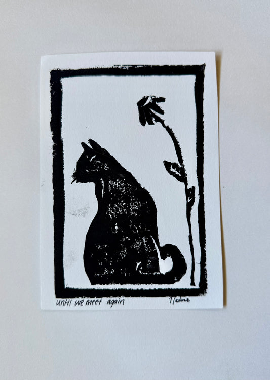 Until We Meet Again Linoleum Print