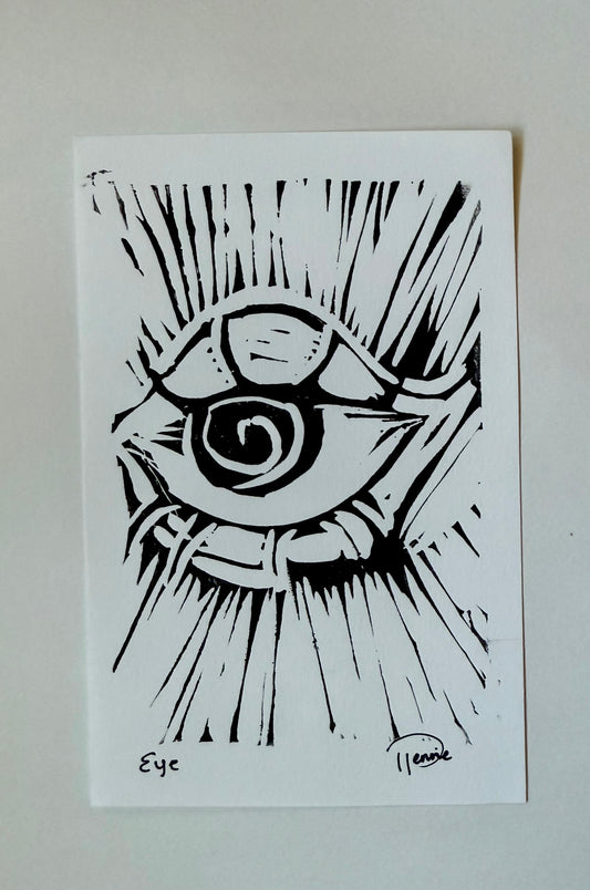 Eyeball Linoleum Print
