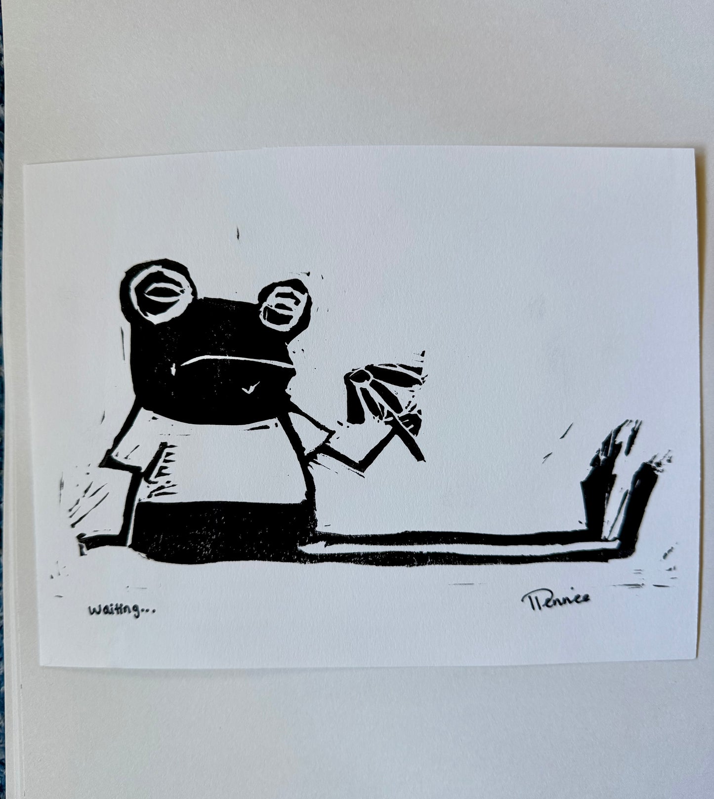 Waiting... Linoleum Print