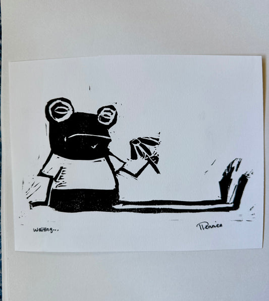 Waiting... Linoleum Print