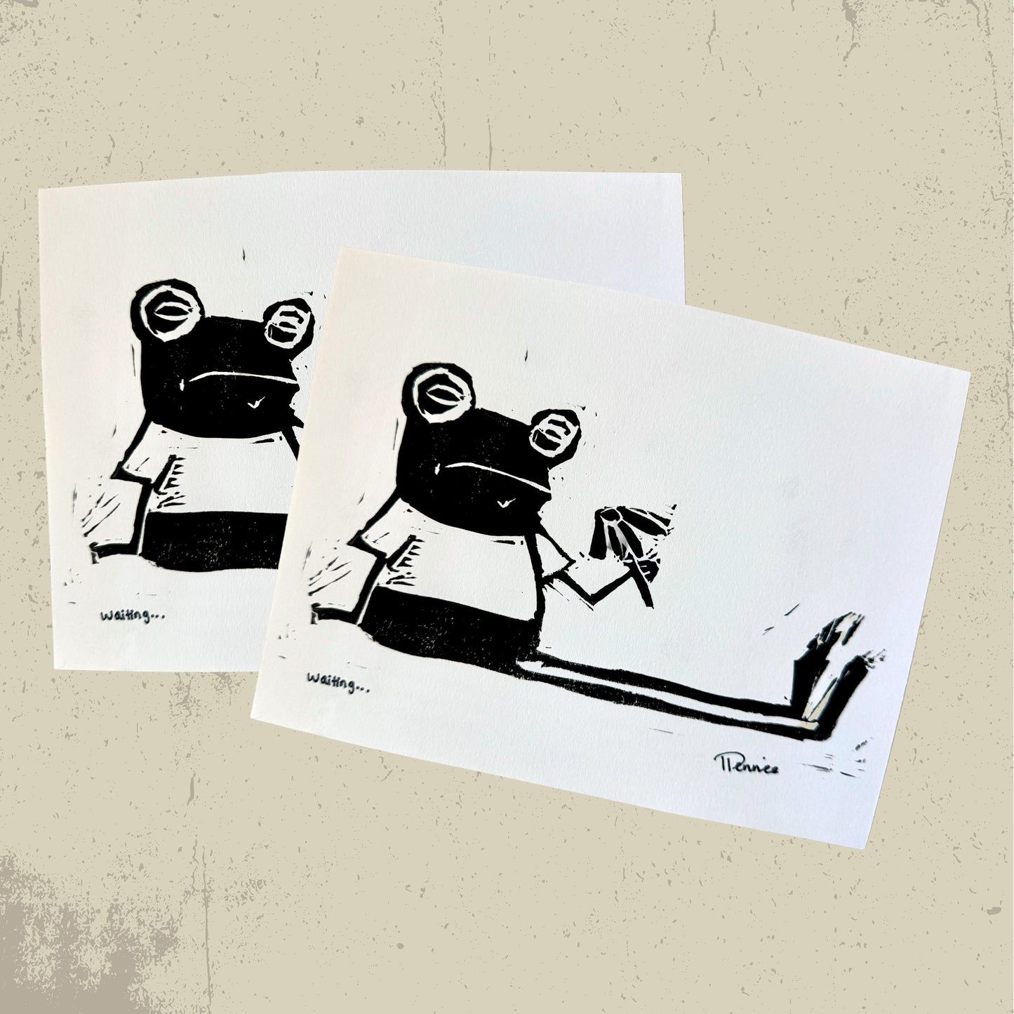 Waiting... Linoleum Print