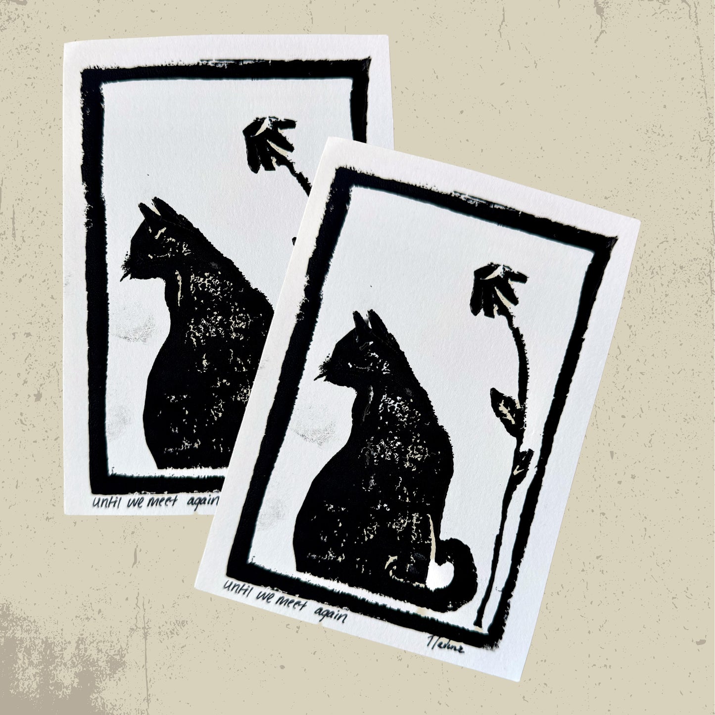 Until We Meet Again Linoleum Print